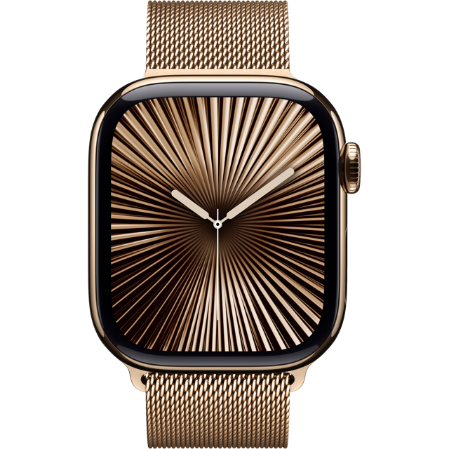 Apple Watch Series 10, 46 мм корпус из титана цвета золотистый титан, браслет миланская петля