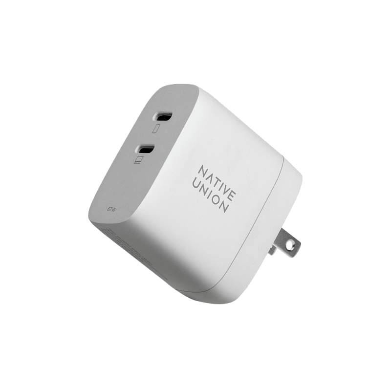 Сетевое зарядное устройство Native Union Fast GaN Charger 2 USB-C, PD, 67 Вт, белый