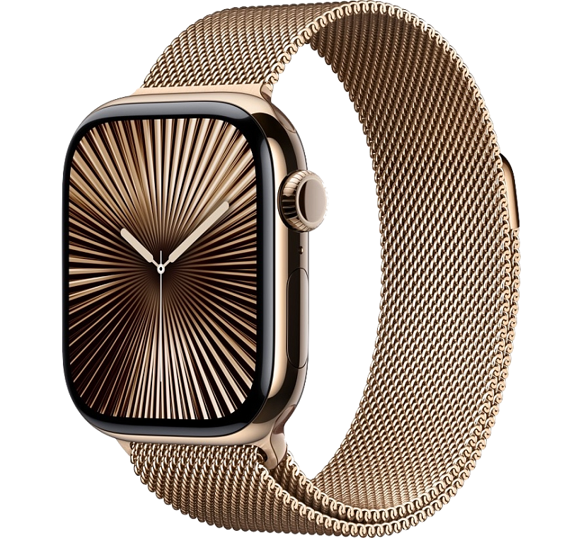 Apple Watch Series 10, 46 мм корпус из титана цвета золотистый титан, браслет миланская петля